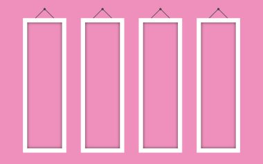 Pembe arkaplanı olan kare beyaz çerçeve