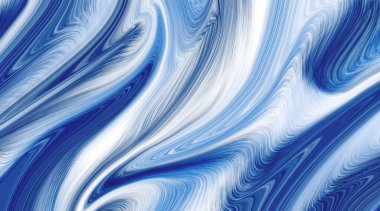 Açık mavi ve beyaz renkli akış vuruşları olan soyut desenler mermer veya akışkan sıvının dokusuna benzer.