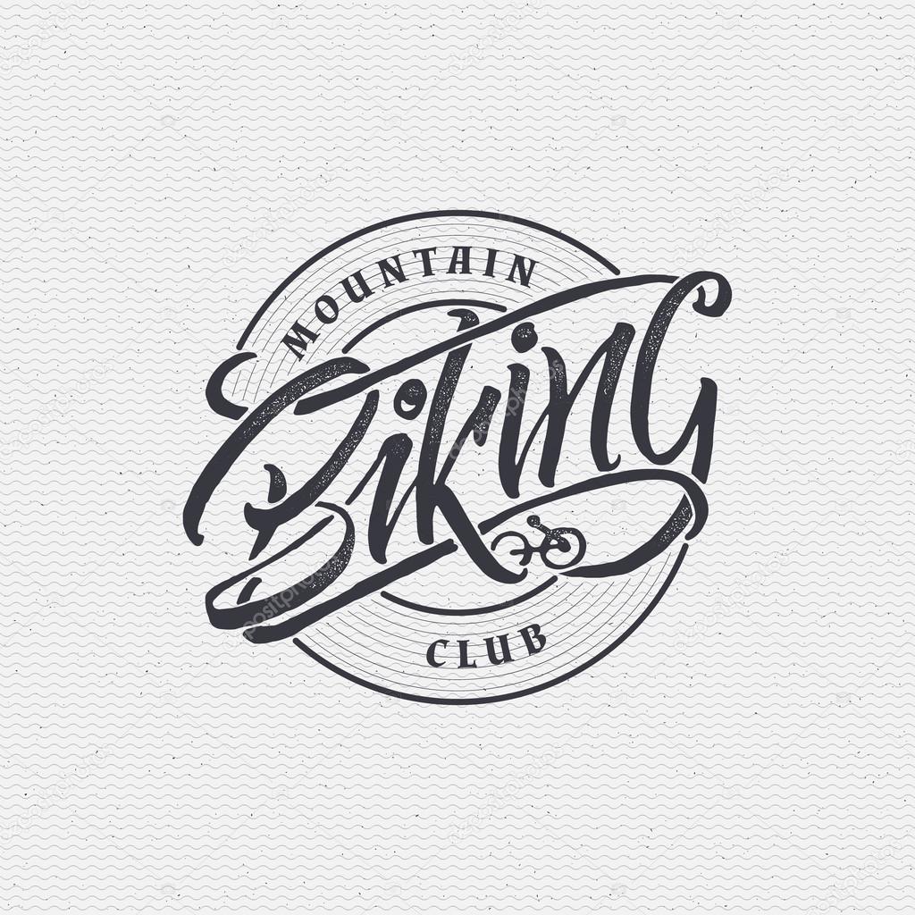 Mountain biking sign handmade differences, made using calligraphy and lettering using geometric elements ways and assembled in the badge using typographic rules