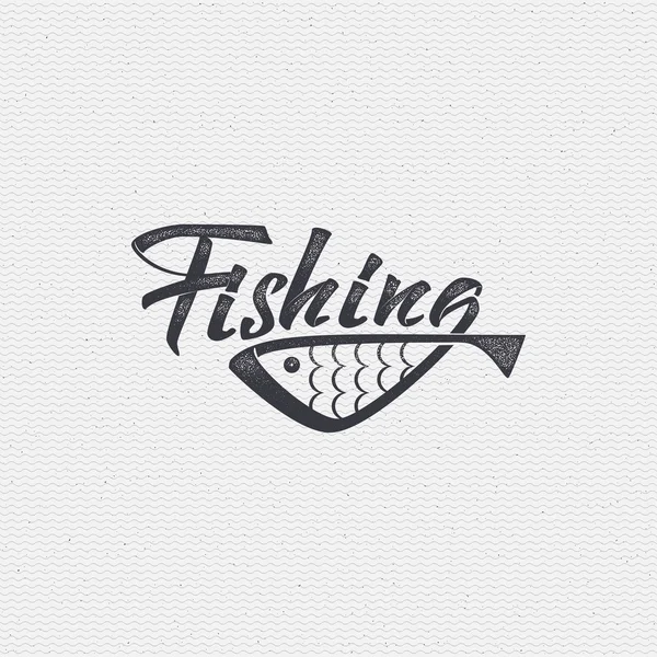 Distintivi di pesca segno differenze fatte a mano, realizzati con calligrafia e lettering Può essere utilizzato come insegne distintivo logo design — Vettoriale Stock