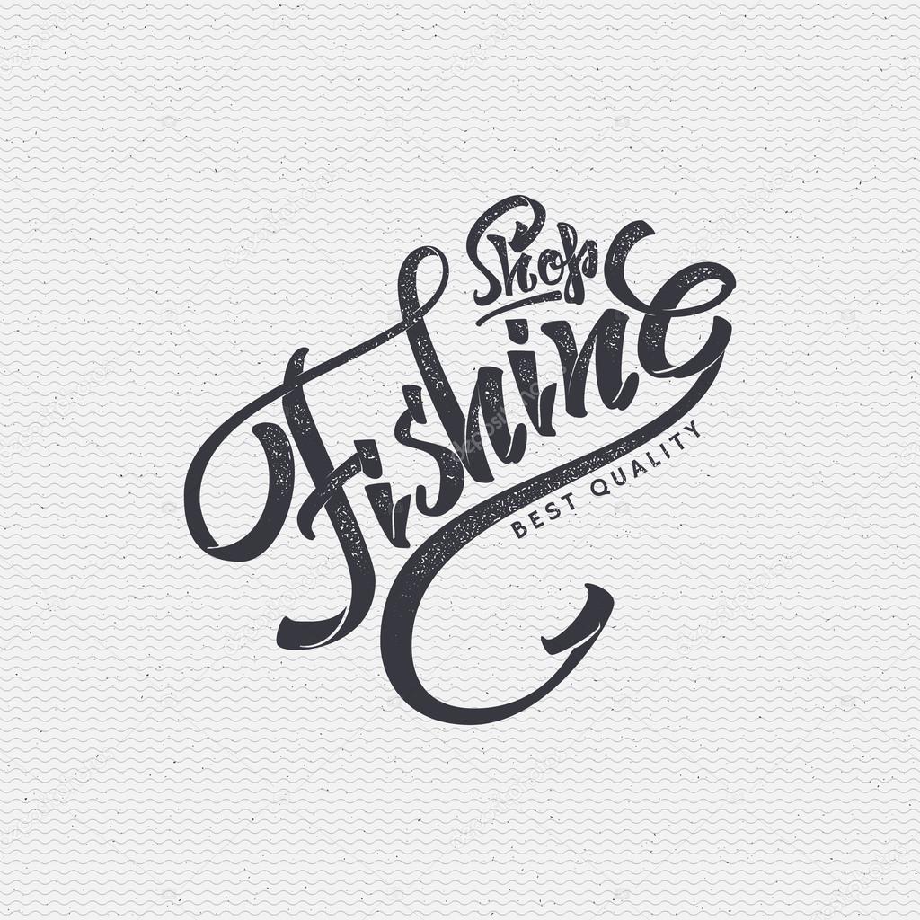 Fishing sign handmade differences, made using calligraphy and lettering using geometric elements ways and assembled in the badge using typographic rules