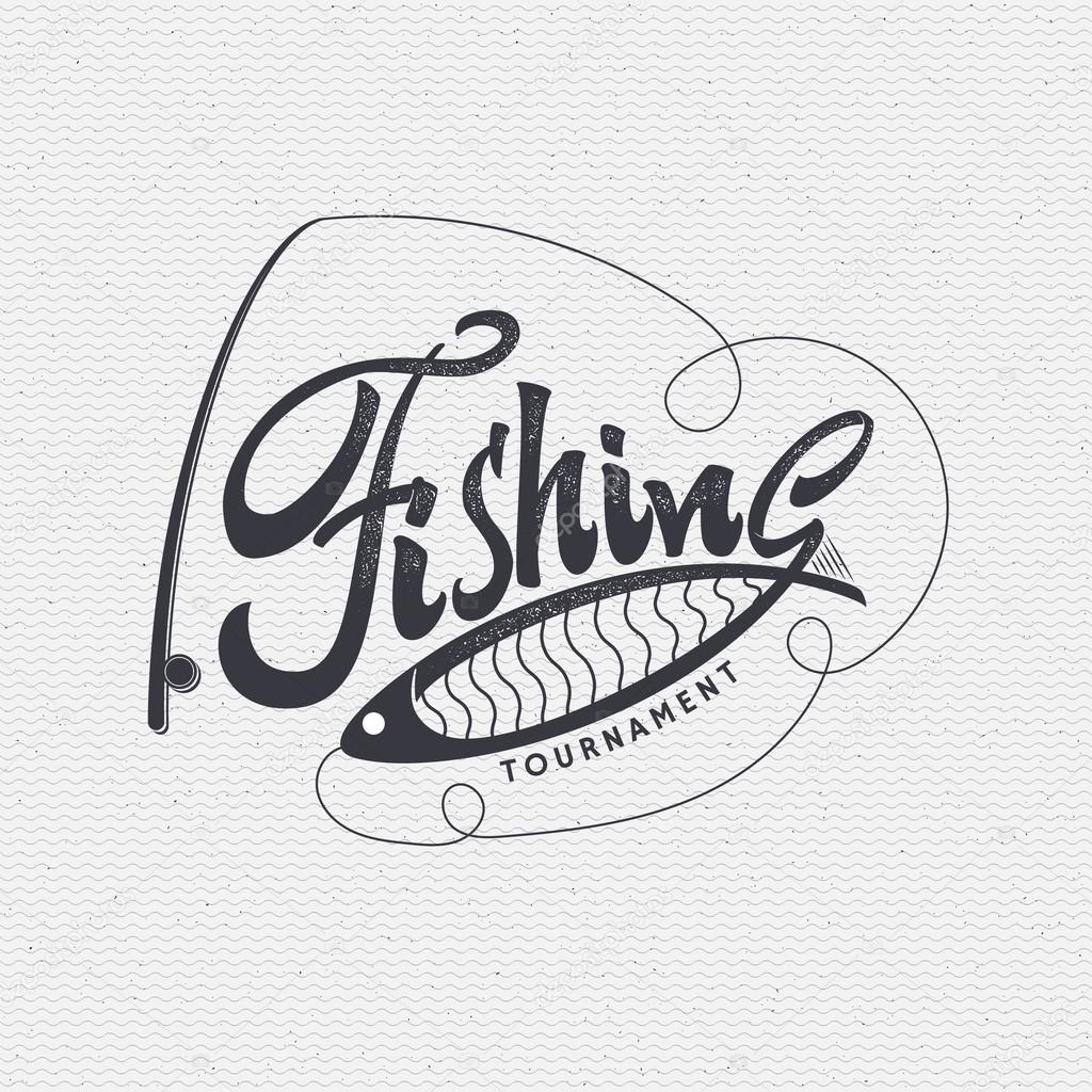 Fishing badges sign handmade differences, made using calligraphy and lettering It can be used as insignia badge logo design