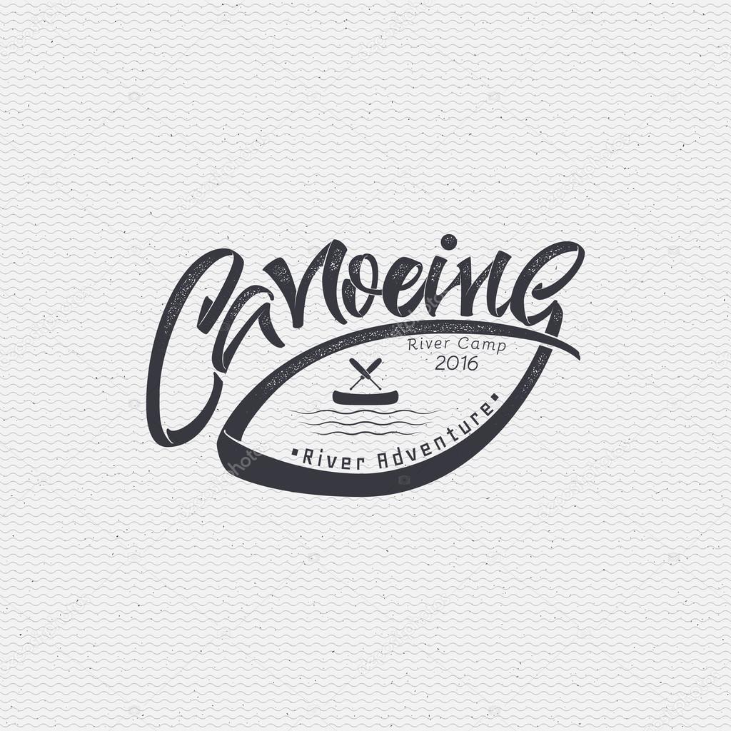 Canoeing badges logos sign handmade differences, made using calligraphy and lettering It can be used as insignia badge logo design