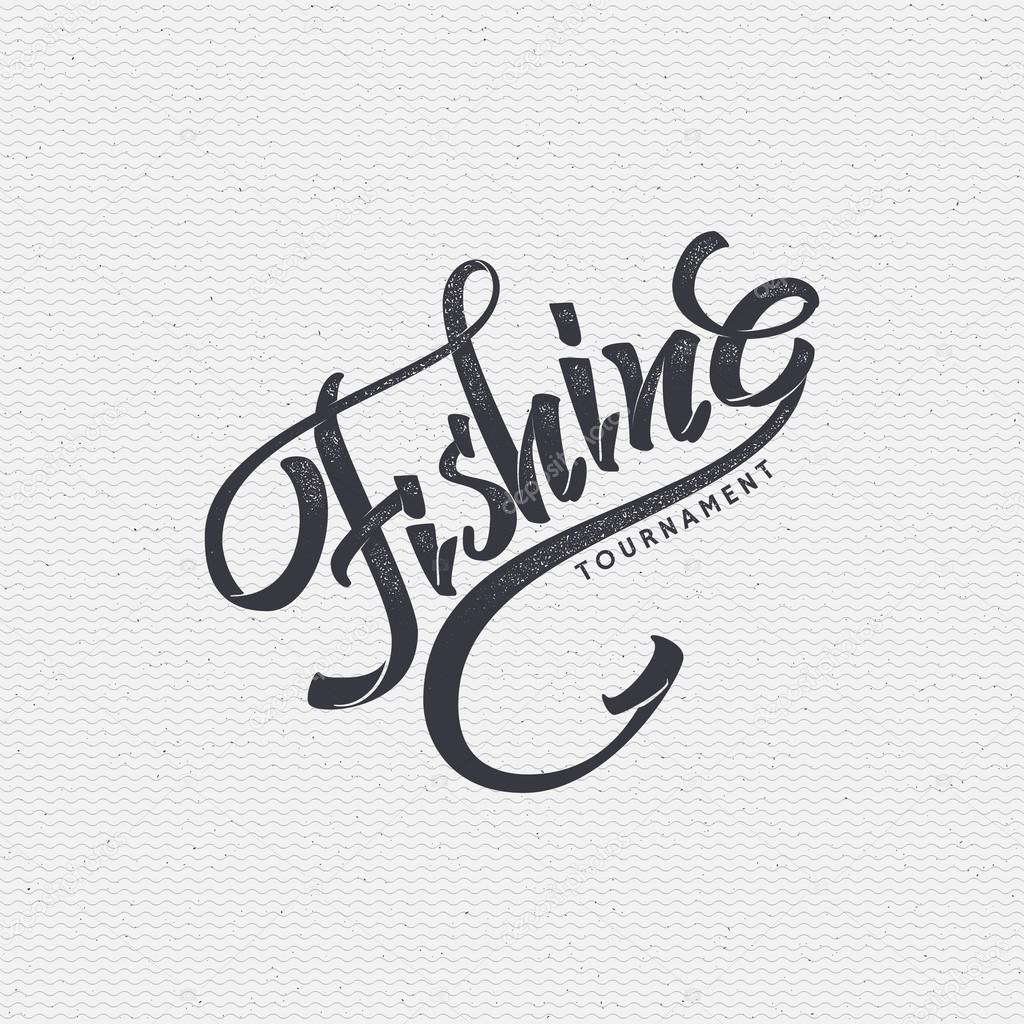 Fishing sign handmade differences, made using calligraphy and lettering using geometric elements ways and assembled in the badge using typographic rules