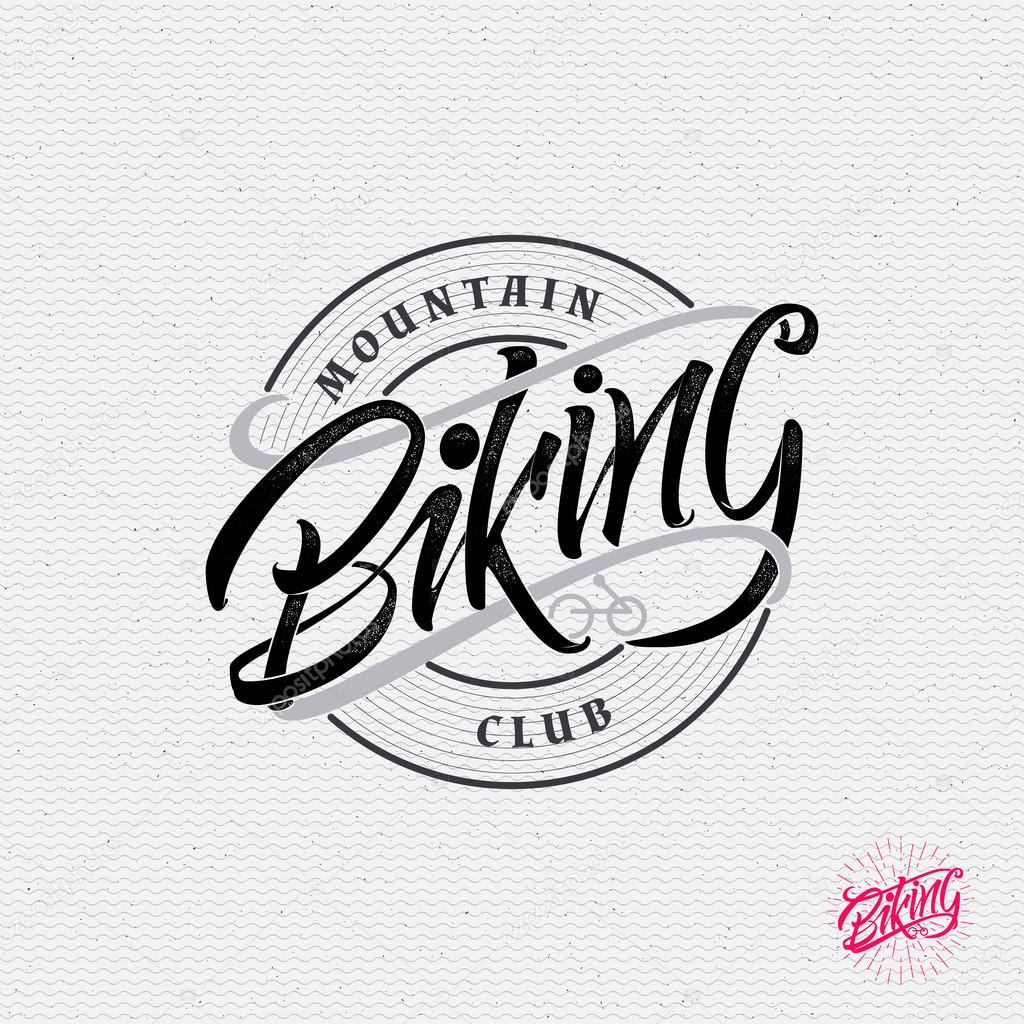 Mountain biking sign handmade differences, made using calligraphy and lettering using geometric elements ways and assembled in the badge using typographic rules