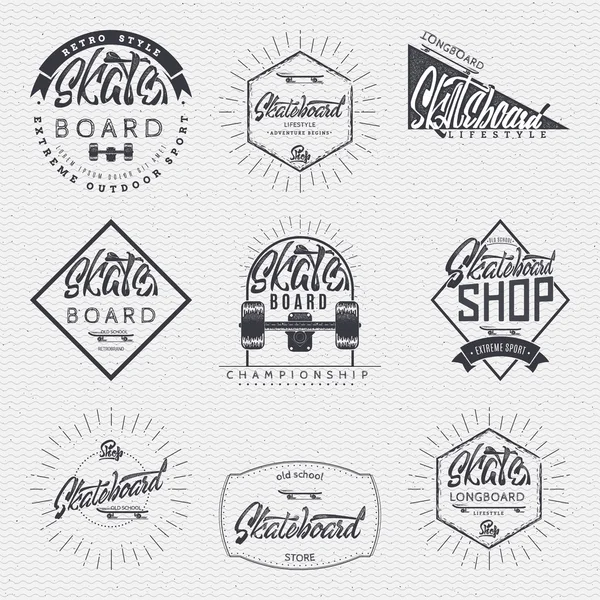 Skateboard - insignia, badge, label, sign, print, stamp, can be used in the design — Stock Vector