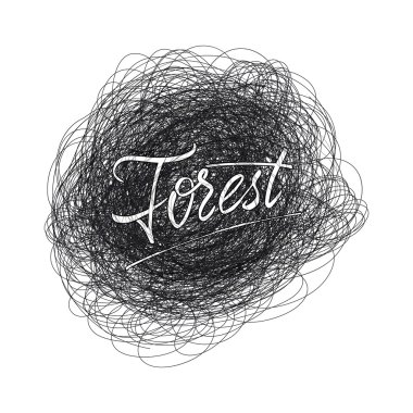 Forest sign handmade differences, made using calligraphy and lettering It can be used as insignia badge logo design outdoor activities