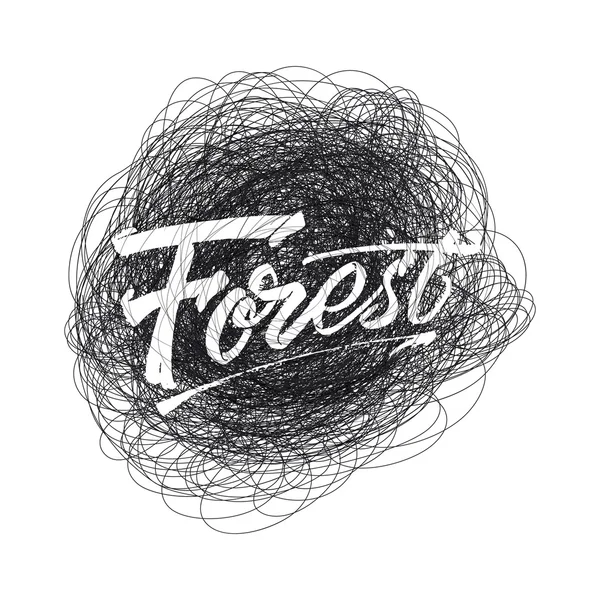 Forest sign handmade differences, made using calligraphy and lettering It can be used as insignia badge logo design outdoor activities — Stok fotoğraf