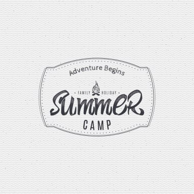 Yaz kampı - rozet, simge, poster, etiket, baskı, damga, tasarımında kullanılan