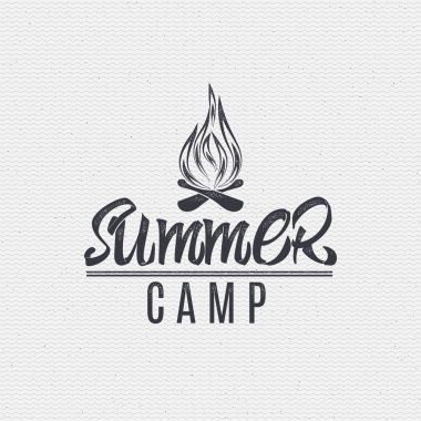 Yaz kampı - rozet, simge, poster, etiket, baskı, damga, tasarımında kullanılan