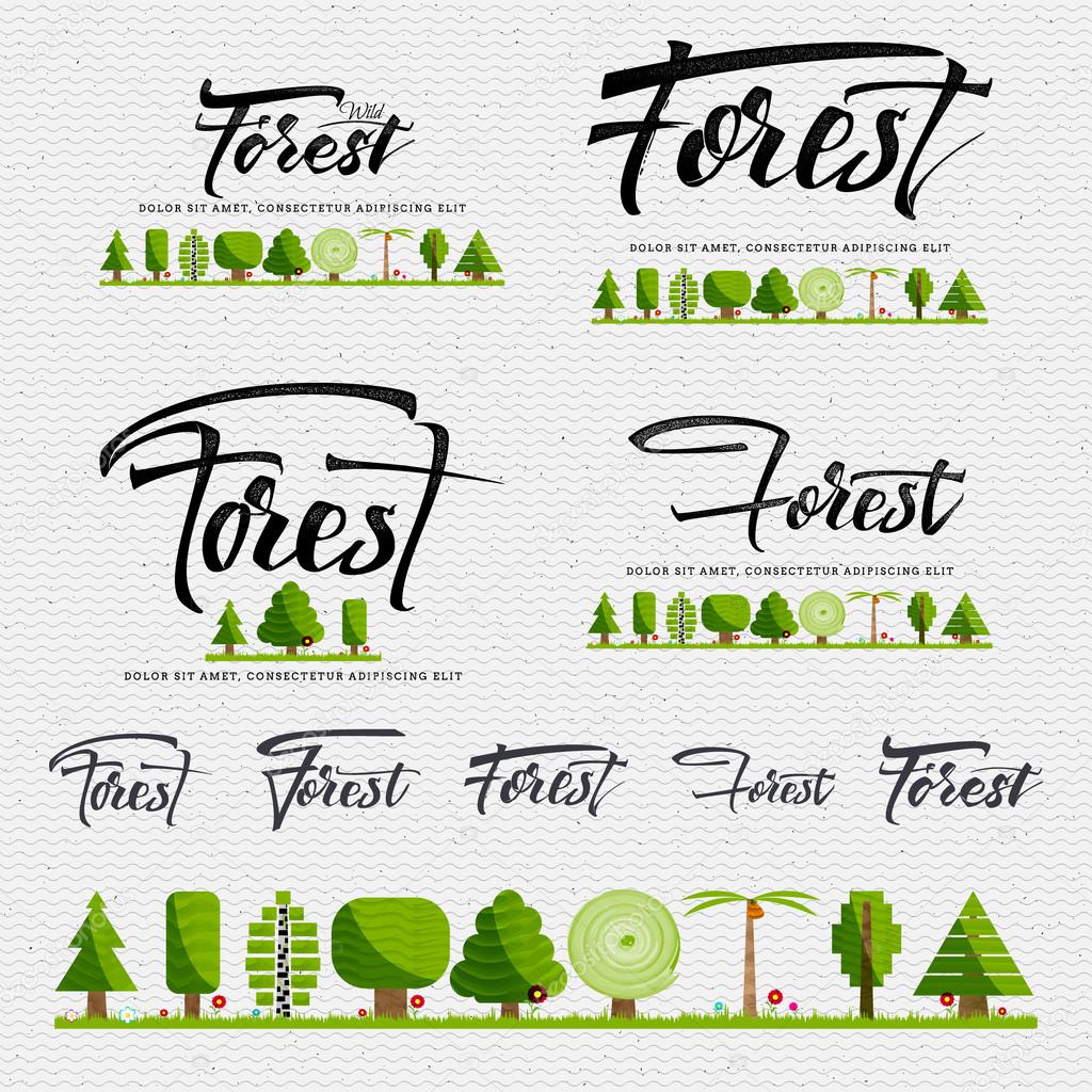Forest - insignia is made with the help of lettering and calligraphy skills, use the right typography and composition.