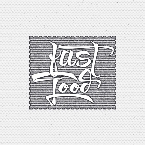 Fast food - etiketten, stickers, belettering, hand werd geschreven met de hulp van kalligrafie vaardigheden en verzameld van sjablonen met behulp van typografische regels — Stockvector