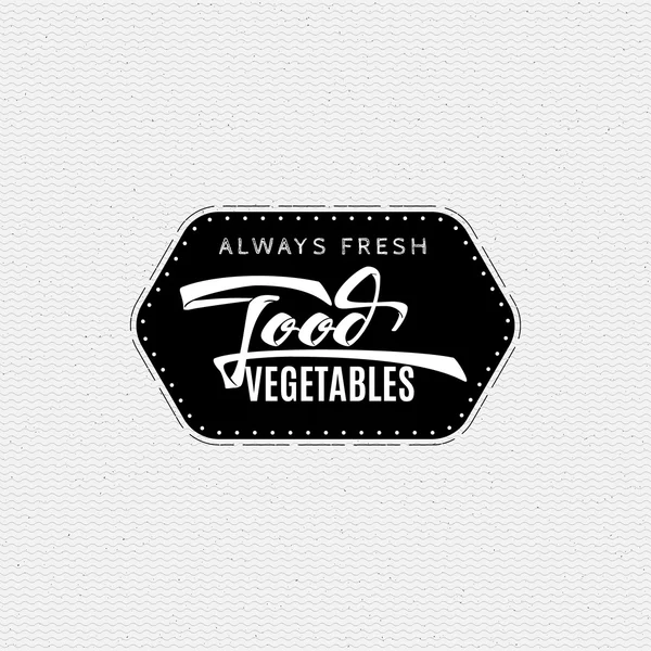 Alimentos vegetales - etiquetas, pegatinas, letras a mano, fue escrito con la ayuda de habilidades de caligrafía y plantillas recogidas utilizando reglas tipográficas — Vector de stock