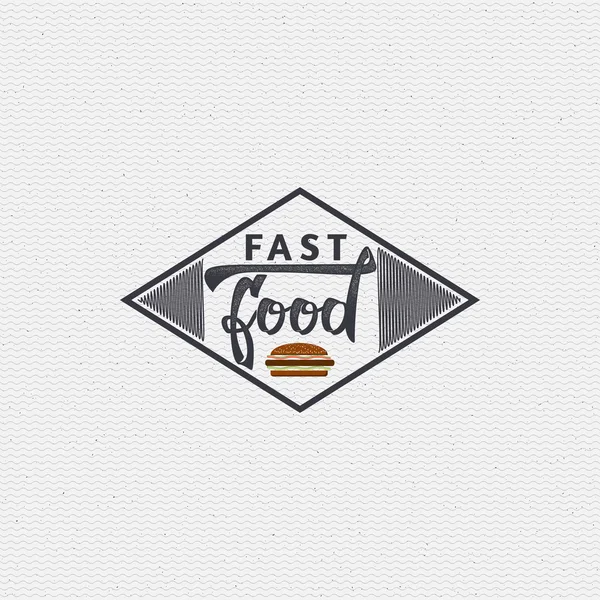Fast food - etykiety, naklejki, ręka, liternictwo, został napisany za pomocą umiejętności kaligrafii i zebrane szablonów przy użyciu zasady typograficzne — Wektor stockowy