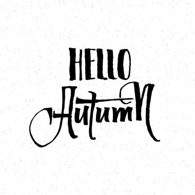 Merhaba sonbahar - kaligrafi rozet etiket tasarımı için yazı