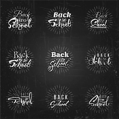 Geri Okulu - etiket, sticker, el yazı, kaligrafi beceri ve tipografik kuralları kullanarak toplanan şablonları yardımı ile yazılmıştır