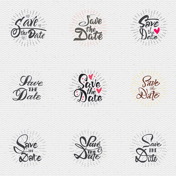 Save the date - calligraphic lettering badge label for design invitation Royalty Free Stock Vectors