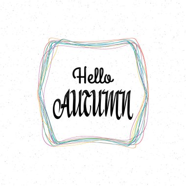 Merhaba sonbahar - kaligrafi rozet etiket tasarımı için yazı