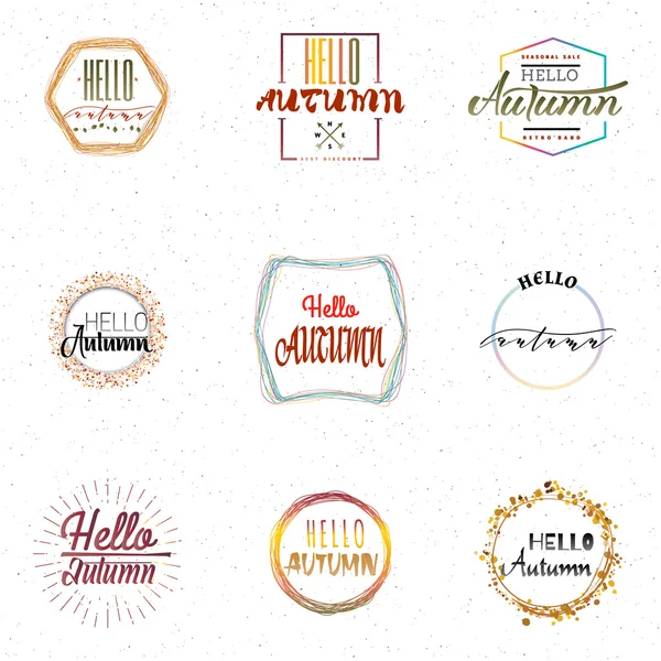 Hello Autumn - étiquette de badge de lettrage calligraphique pour le design — Image vectorielle