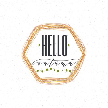 Merhaba sonbahar - kaligrafi rozet etiket tasarımı için yazı