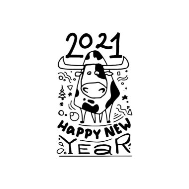 Mutlu yıllar posteri. Öküz Yılı 2021.