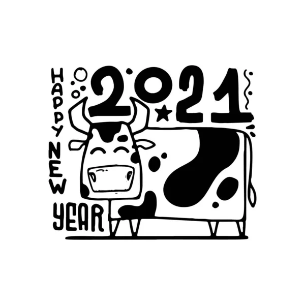 新年快乐海报 2021年牛年 — 图库矢量图片