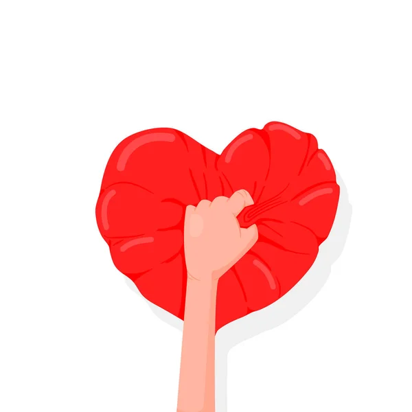 Рука Держит Подушку Форме Сердца Подарок День Святого Валентина — стоковый вектор