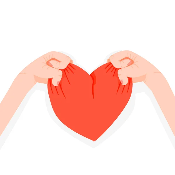 Hands Hold Pillow Shape Heart Gift Valentine Day — Stock Vector