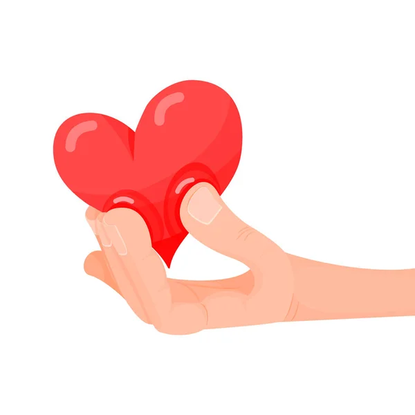 Die Hand hält ein winziges Herz für dich. Karte zum Valentinstag. — Stockvektor