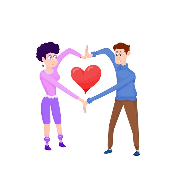 Couple in love, made a heart out of hands, character design — Stock Vector