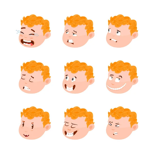 Carino avatar per bambini, illustrazioni di emozioni — Vettoriale Stock