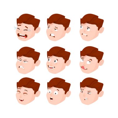 3D Avatar, farklı duyguları olan genç bir adamın başı..