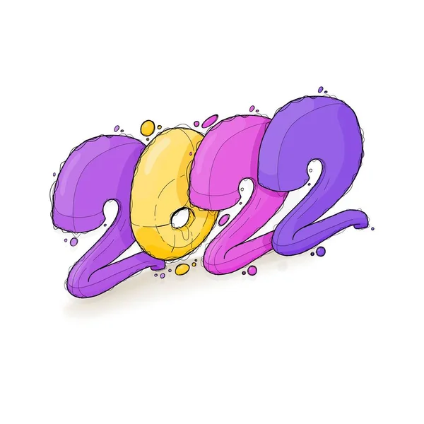 Colorful cartoon sticker for New Year 2022 — 图库矢量图片