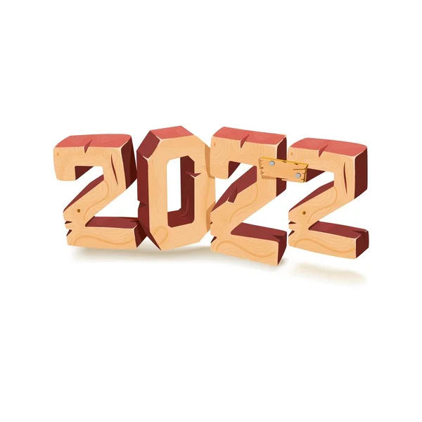 Banner concept for New Year 2022. Wooden texture 3D render. — 图库矢量图片