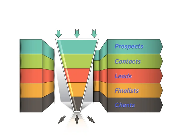 Conversie of verkoop trechter 3d, vectorafbeeldingen — Stockvector