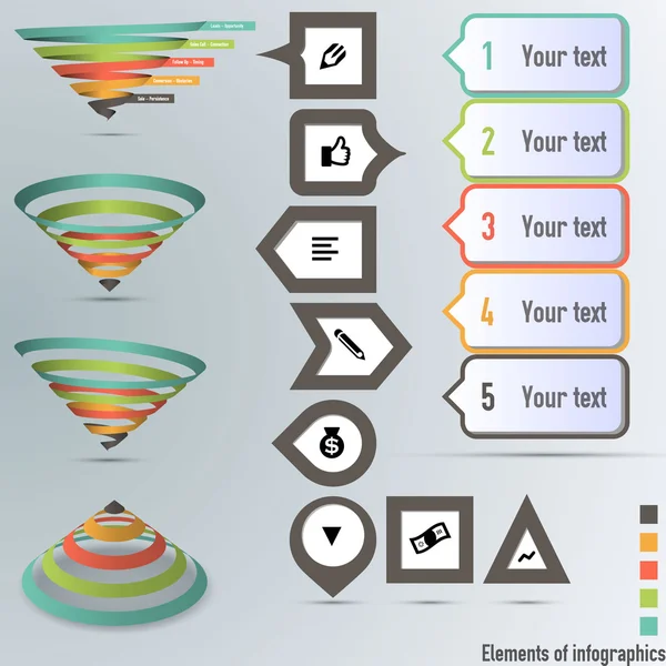 Conversion or sales funnel 3d, vector graphics — Stock Vector