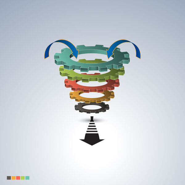 Conversion or sales funnel 3d, vector graphics