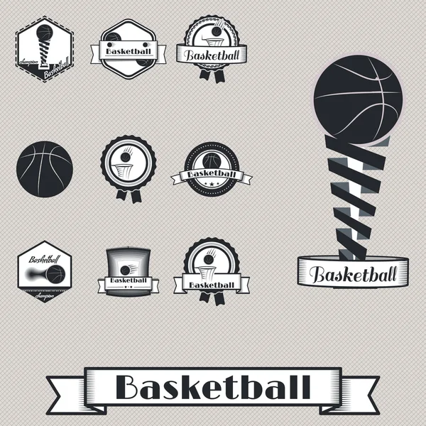 Badge set basketball retro — Stock Vector