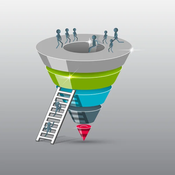 Conversion or sales funnel 3d, vector graphics — Stock Vector