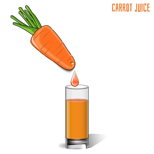 胡萝卜汁和新鲜胡萝卜孤立在白色玻璃 — 图库矢量图片