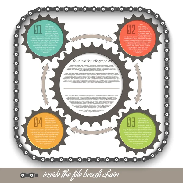 Elementos de infografías piñón de bicicleta, línea de tiempo . — Vector de stock