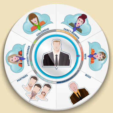 Düz renkli simgeler kümesi. İş adamı. Infographic öğeleri