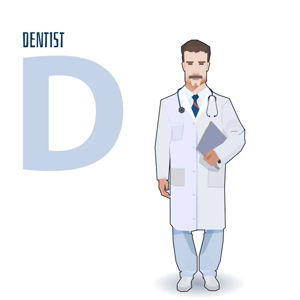 Flat vector profession Letter D - dentist — Stock Vector