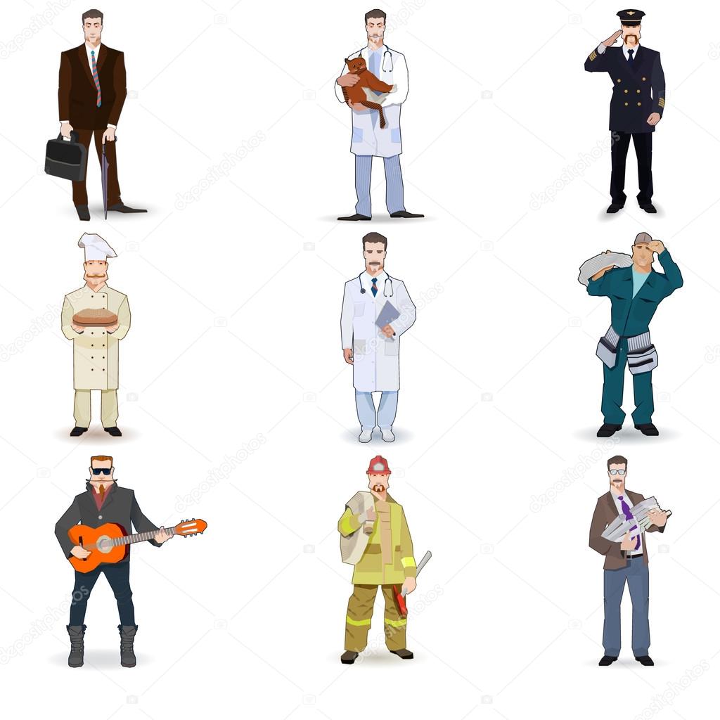 Character icon flat profession set  isolated vector illustration