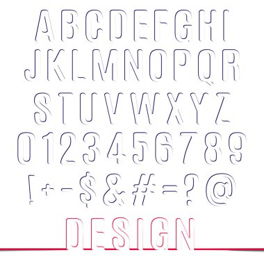 Alfabe harf ve rakam vektör set