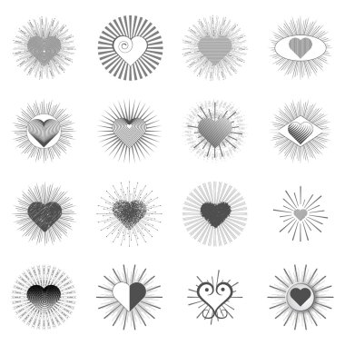Valentine day doodle hearts in Vintage Sunbusrt clipart