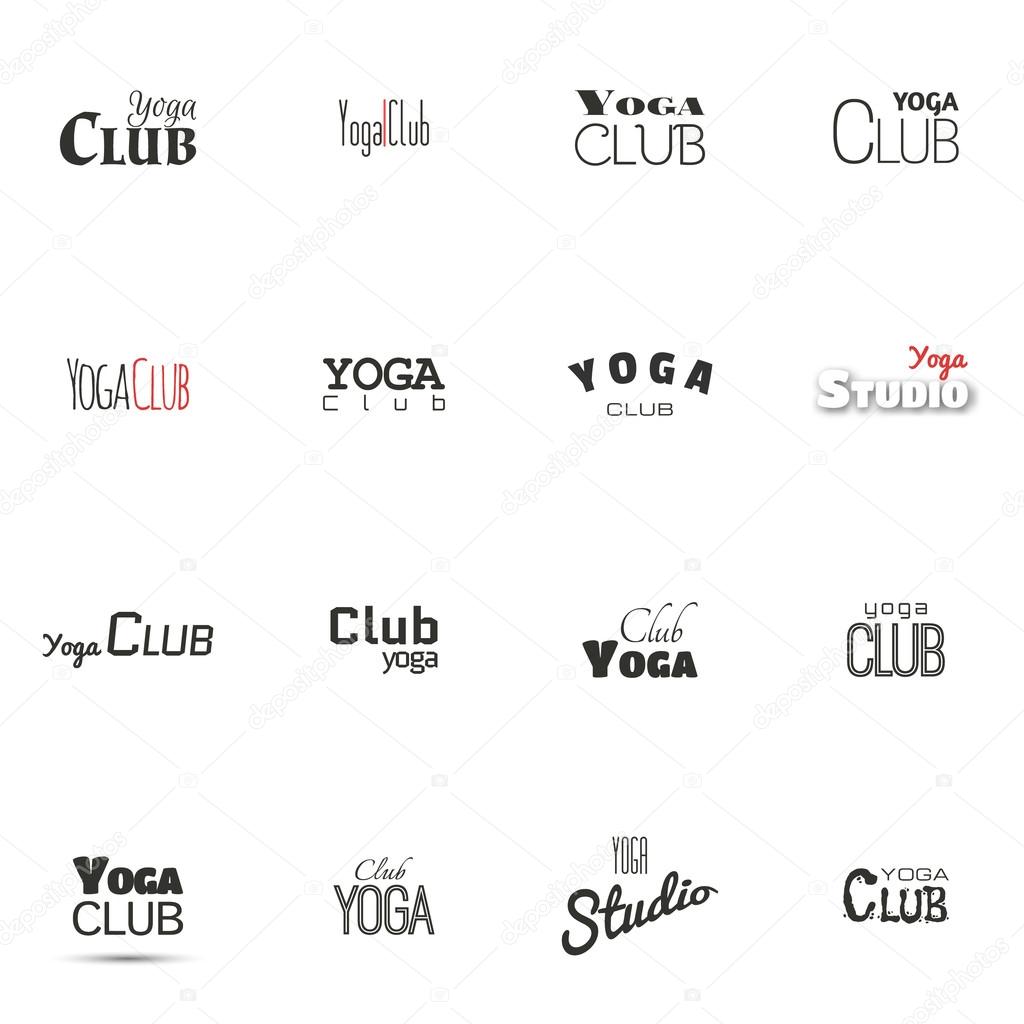 Vector collection of Yoga club logo templates. Modern mass media icons. EPS10