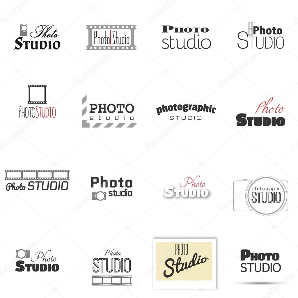 Vector collection of photography logo templates. Modern mass media icons. Photo labels