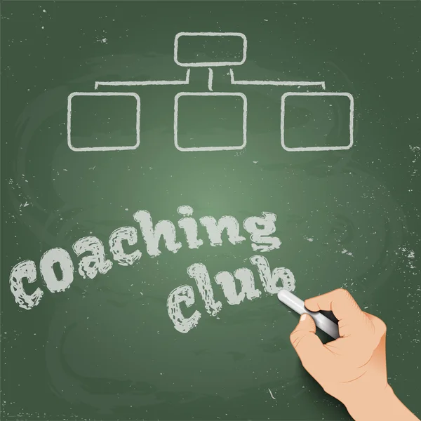 Coaching Club, in Kreide geschrieben auf einer Tafel 3d hand — Stockvektor