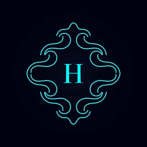 Caligrafia monograma design floral, padrão vintage logotipo letras h — Vetor de Stock